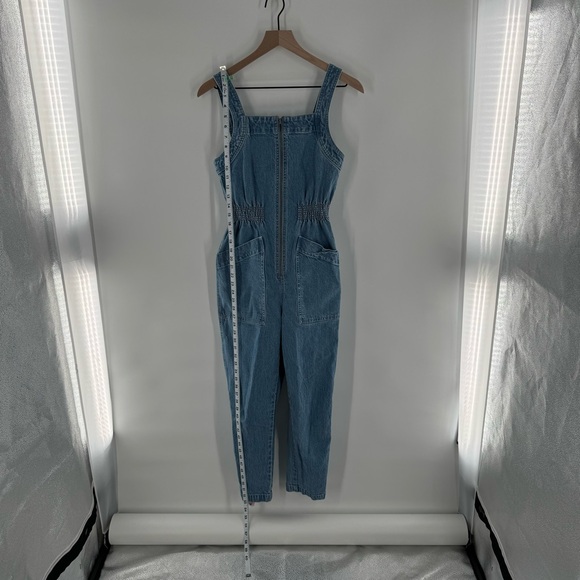 Madewell Denim Zip Smock-Waist Jumpsuit in Baisley Wash Size XS - Picture 2 of 7